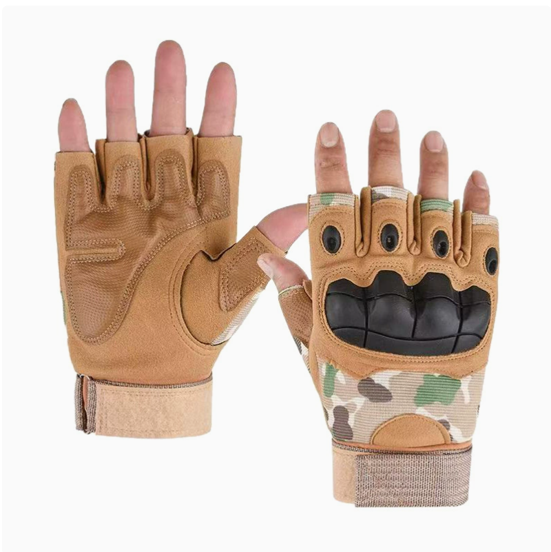 Men's half-finger camouflage gloves, outdoor training and fitness tactics, anti-slip, adult tough guy, soft-shell, outdoor fighting half-finger gloves Specification image