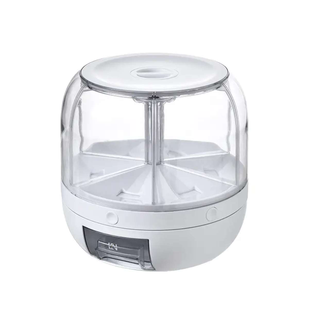 Wholesale kitchen food storage containers, transparent circular rotating plastic bulk grain rice and cereal dispensers Item Picture