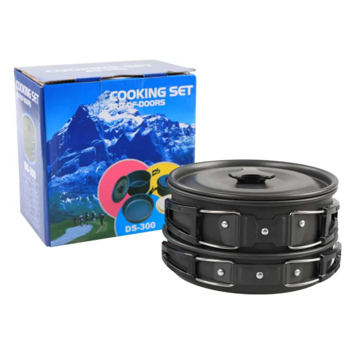 Outdoor camping portable cookware set, fire cooking cookware, backpack cooking set, camping pot set Specification image