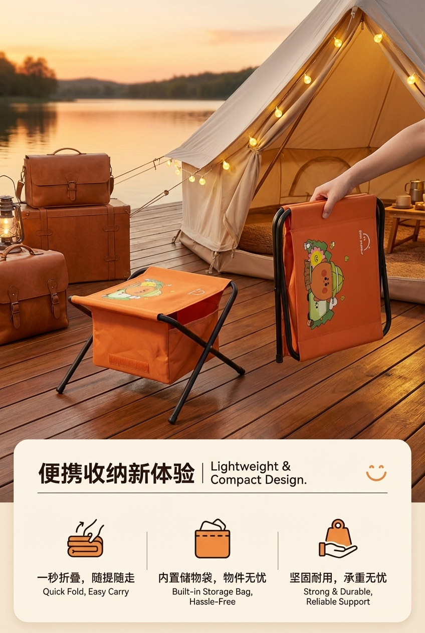 户外用品/月亮椅老人户外/露营桌椅/露营桌/折叠桌细节图