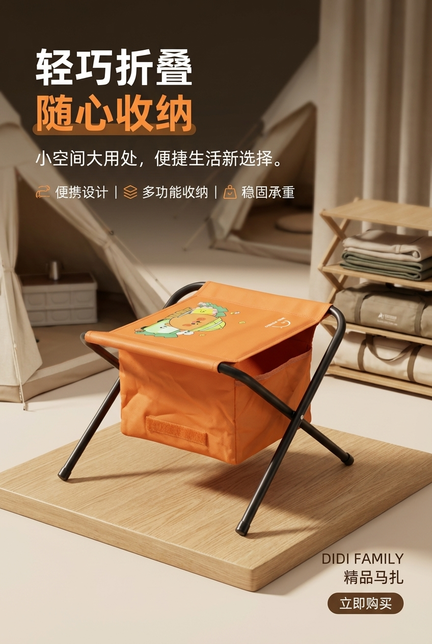 户外便携式折叠带收纳袋椅子战备板凳钓鱼小凳子旅行露营马扎结实超轻排队