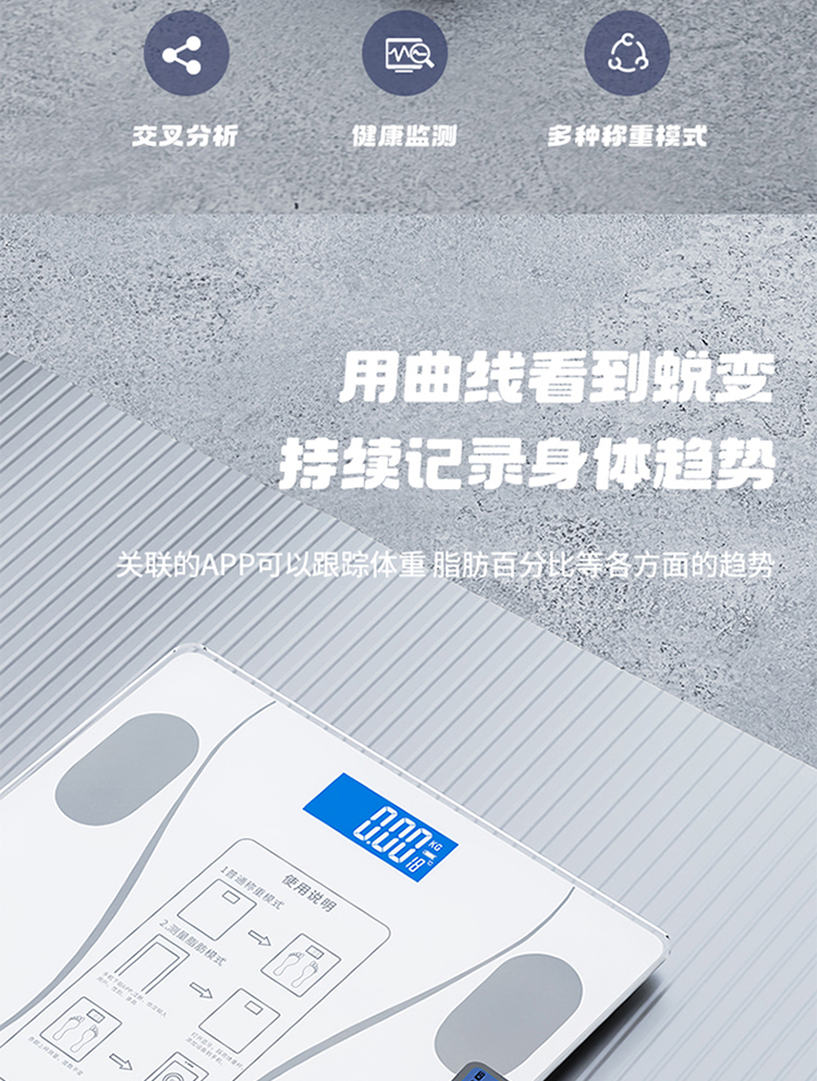 艾得锐威智能体脂秤家用精准体重秤+拉力器+跳绳套装 清新绿详情18