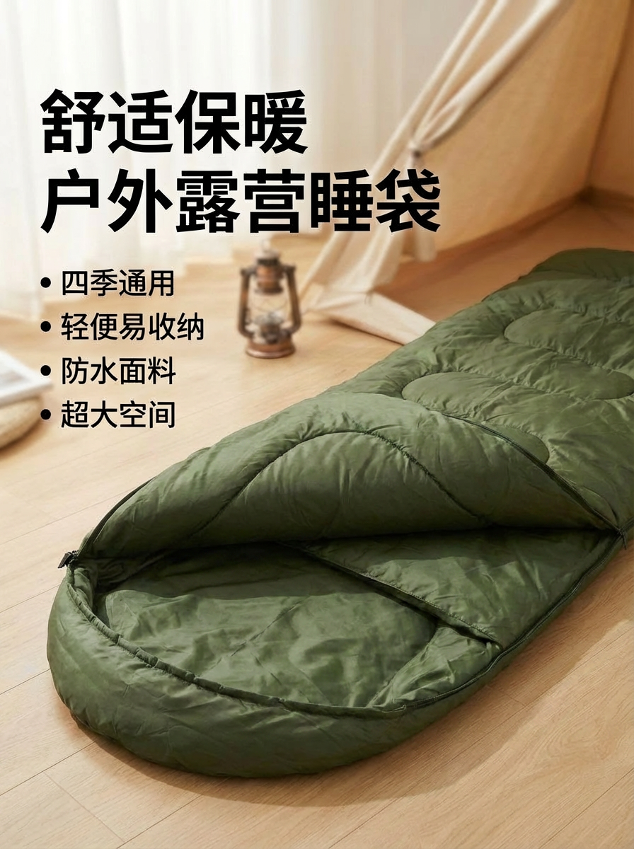 睡袋/化纤棉睡袋/睡袋单人拼接户外/户外用品/跨境产品图