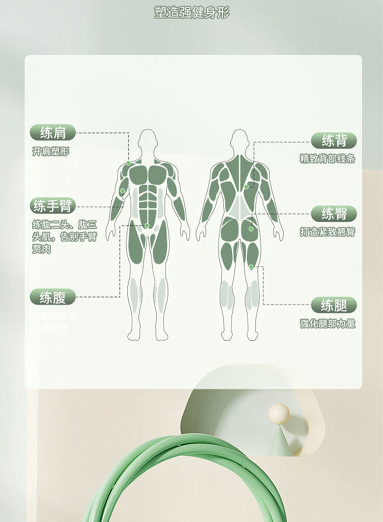 艾得锐威智能体脂秤家用精准体重秤+拉力器+跳绳套装 清新绿详情5