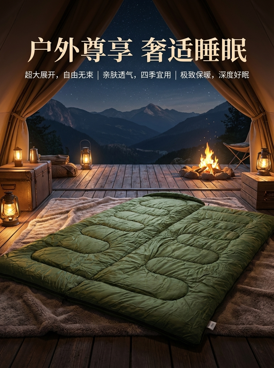 睡袋/化纤棉睡袋/睡袋单人拼接户外/户外用品/跨境细节图