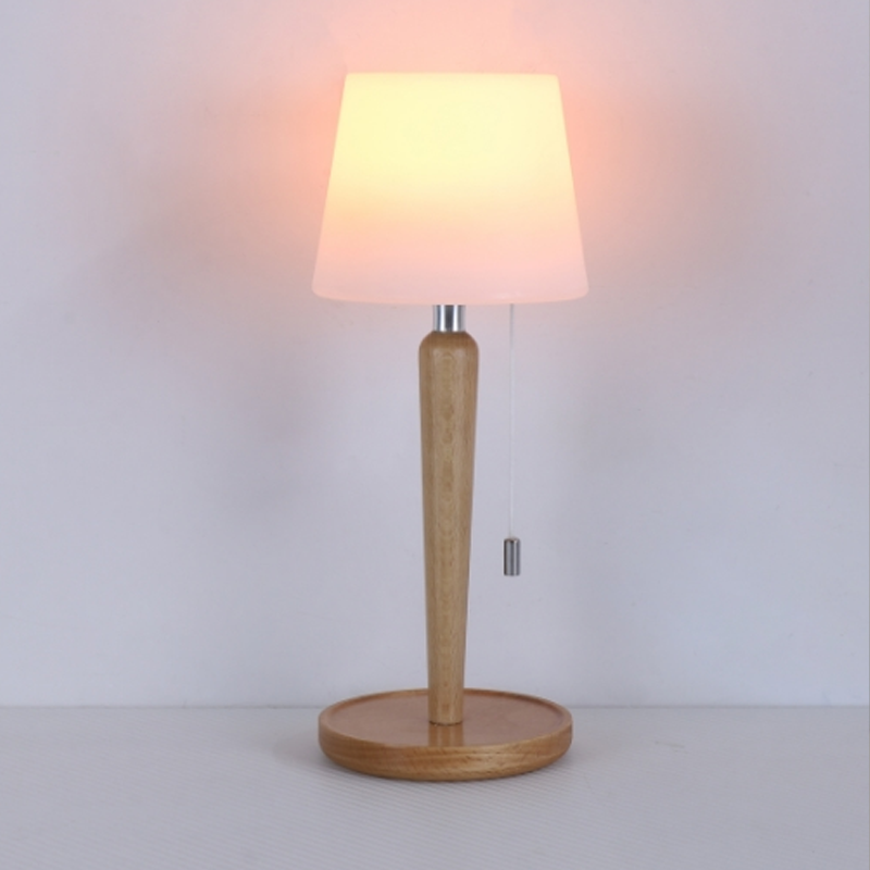 CICO wooden mushroom atmosphere small desk lamp, head switch night light, drawstring switch portable desk lamp full figure