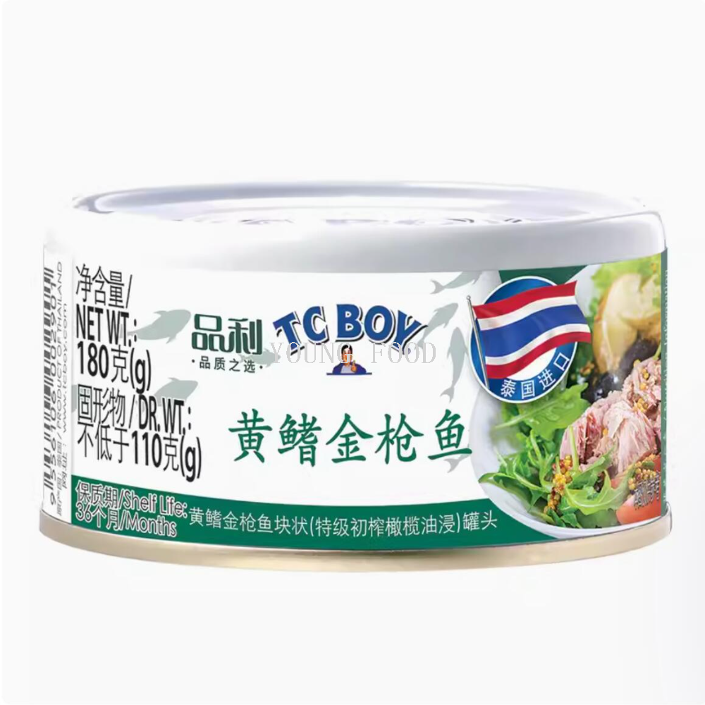 Free shipping! Thai Pinji TC BOY Yellowfin tuna Block (Extra Virgin Olive Oil marinated) Canned 180g Specification image