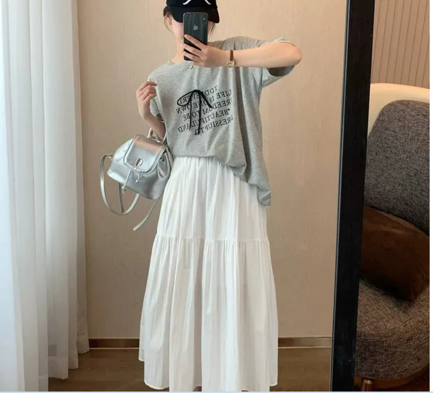 Super popular and beautiful half-length skirt, high-waisted A-line skirt for women, artistic and retro, versatile umbrella skirt, elastic waist, hip-hugging, slimming A-line skirt Specification image