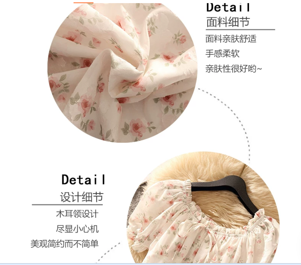 A new French-style floral print dress for women in summer, exuding a high-end and slimming charm. It's a mid-length, ethereal dress details Picture