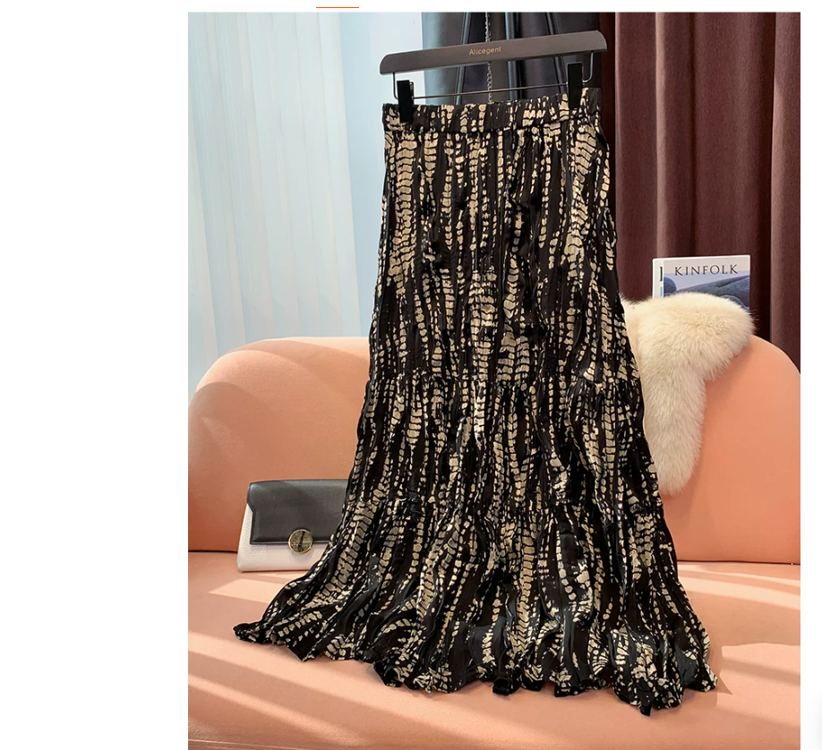 High-end high-waisted skirt for women in autumn, loose and slimming umbrella skirt, fashionable and stylish pleated A-line long skirt