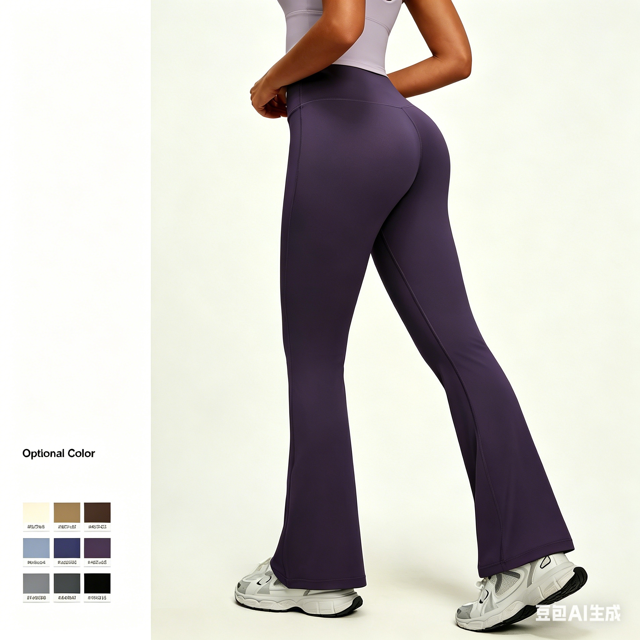 Cross-border high-waisted hip-lifting flared pants, nude yoga pants, Pilates sports, slightly flared fitness pants full figure