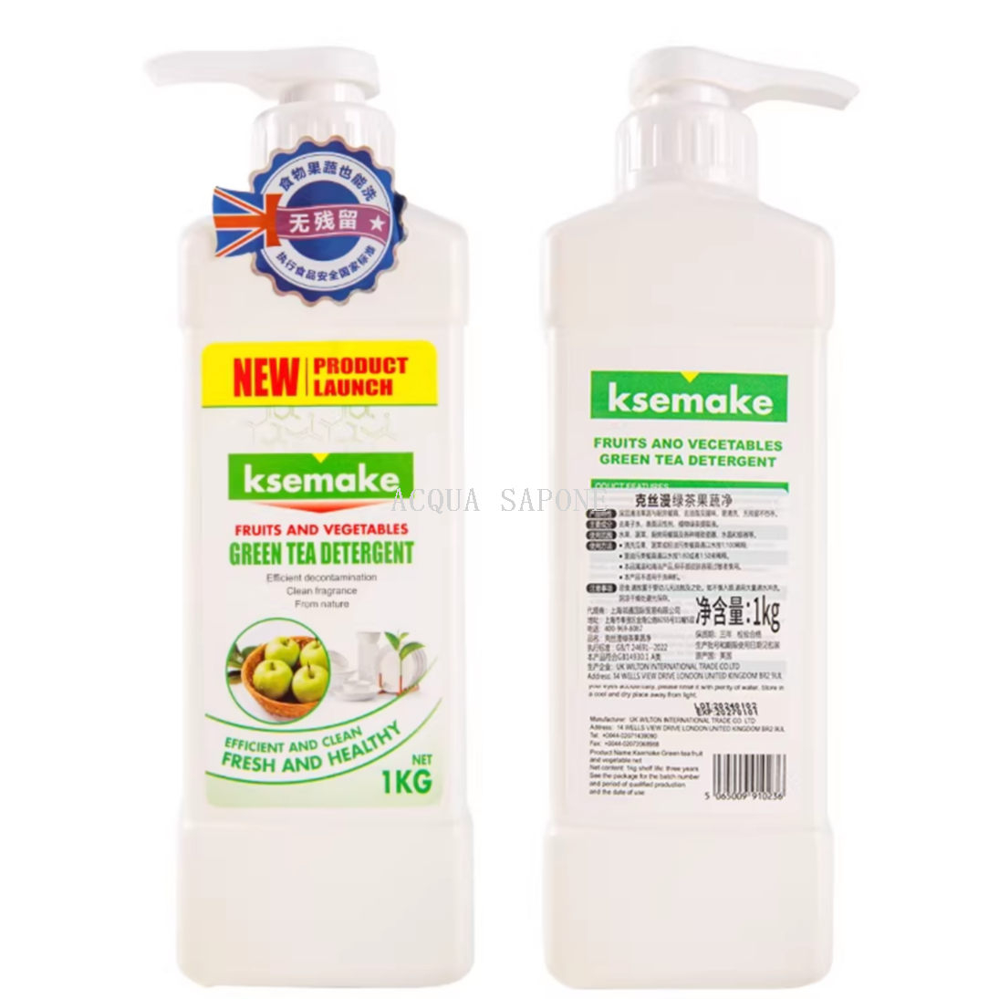 Free shipping! Kesman Green Tea Fruit and Vegetable Cleaner 1kg, Powerful cleaning, pesticide residue Removal, Gentle and non-irritating to hands Item Picture