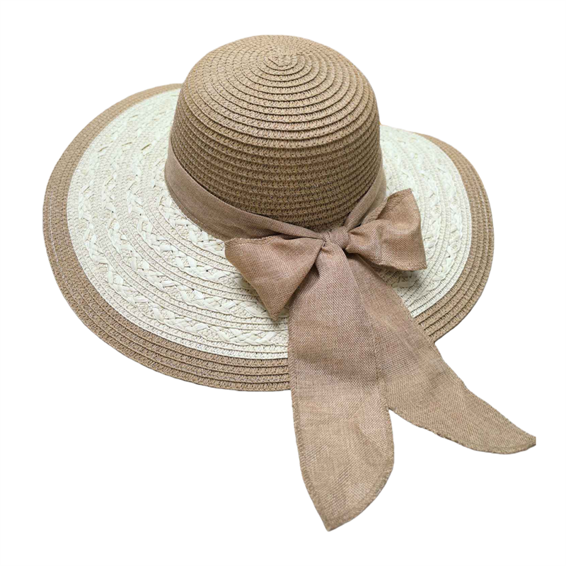 Ladies' straw hat, summer wide-brimmed straw hat, bow decoration, large straw hat, beach hat, sun hat, sunshade hat, seaside vacation, travel, daily outdoor leisure, urban style details Picture
