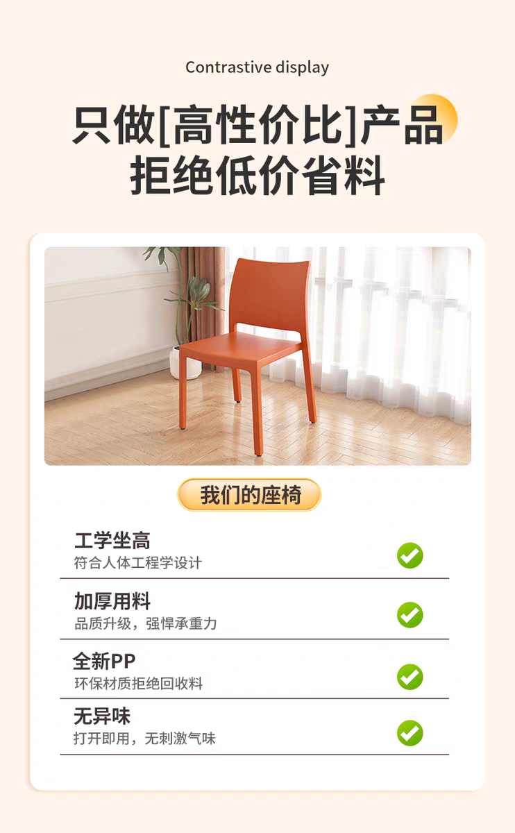 塑料餐椅方背镂空食堂饭店家用加厚塑料椅北欧简约靠背椅餐厅椅子详情8