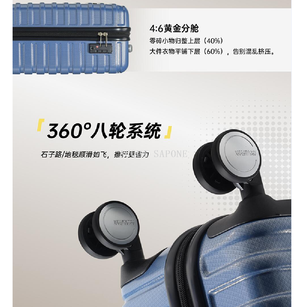 Free shipping American Tourister multi-scenario suitcase, 8-wheel rotating handle suitcase M-26 inches Application Scenario