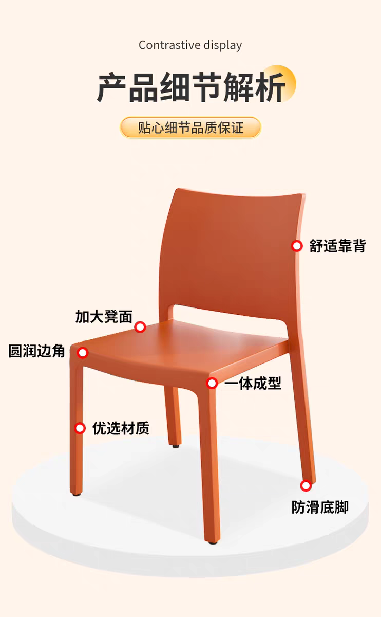 塑料餐椅方背镂空食堂饭店家用加厚塑料椅北欧简约靠背椅餐厅椅子详情6