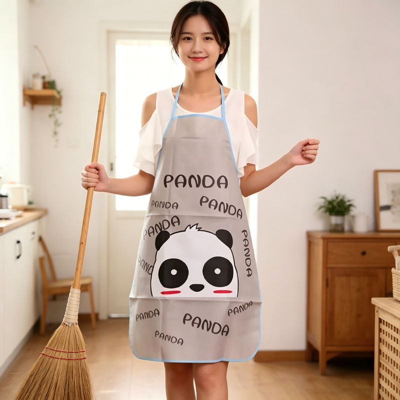 Junda EVA cartoon apron with cute patterns, neck-hanging style, kitchen waterproof and oil-proof, clothing protection, individual packaging apron Specification image