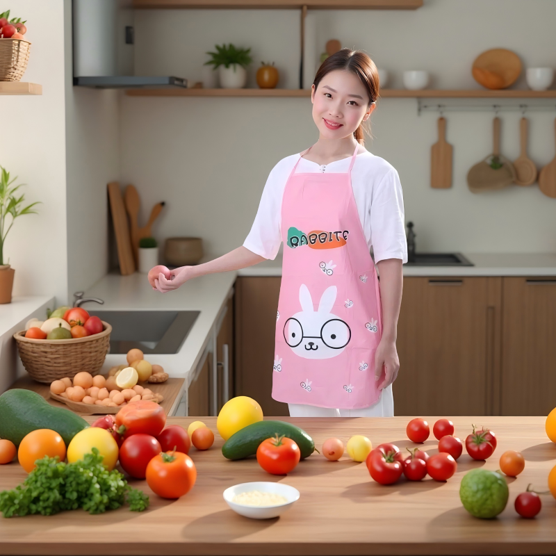 Junda EVA cartoon apron with cute patterns, neck-hanging style, kitchen waterproof and oil-proof, clothing protection, individual packaging apron details Picture
