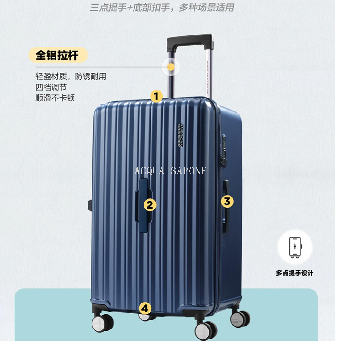 Free shipping! American Tourister all-aluminum handle eight-wheel rotating suitcase M-26 inches Application Scenario