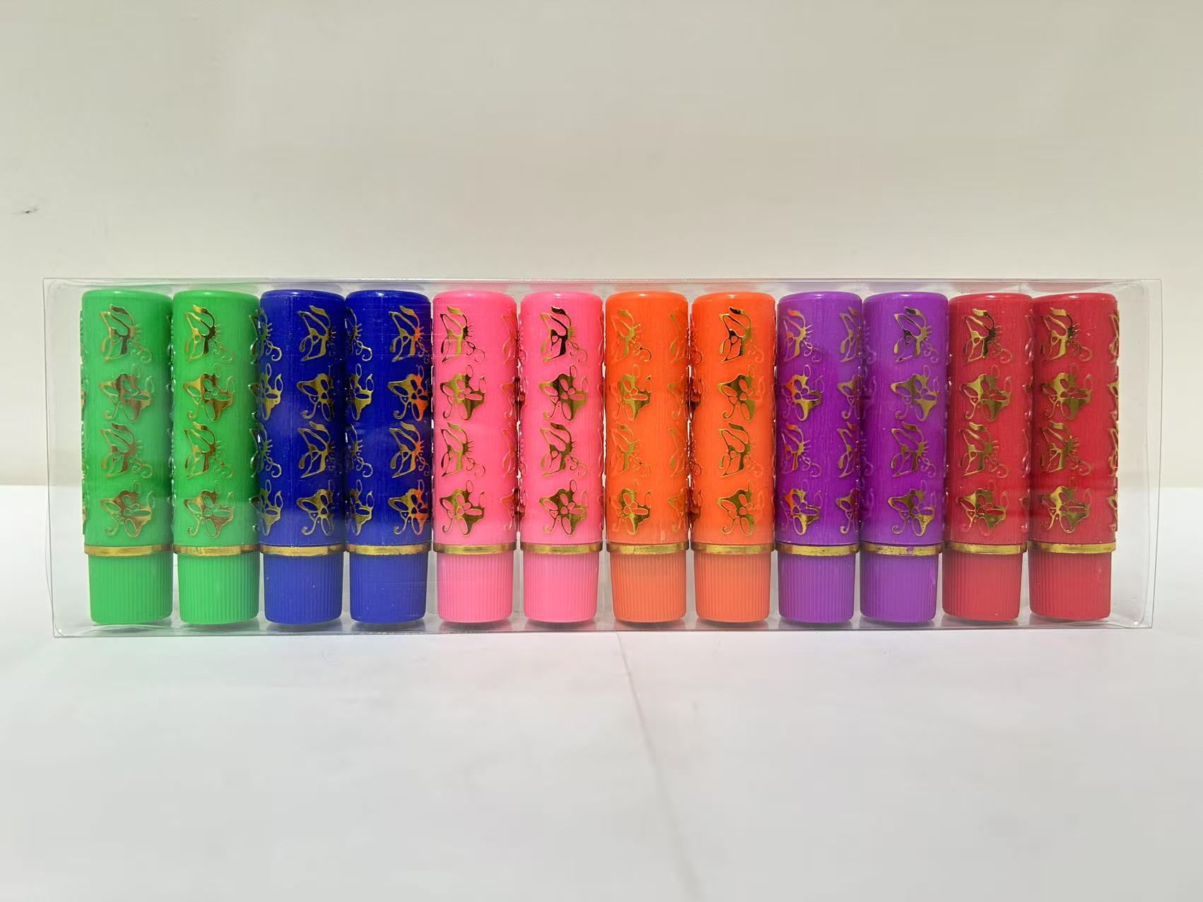 ushine口红彩色唇膏口红管蝴蝶管-12支装