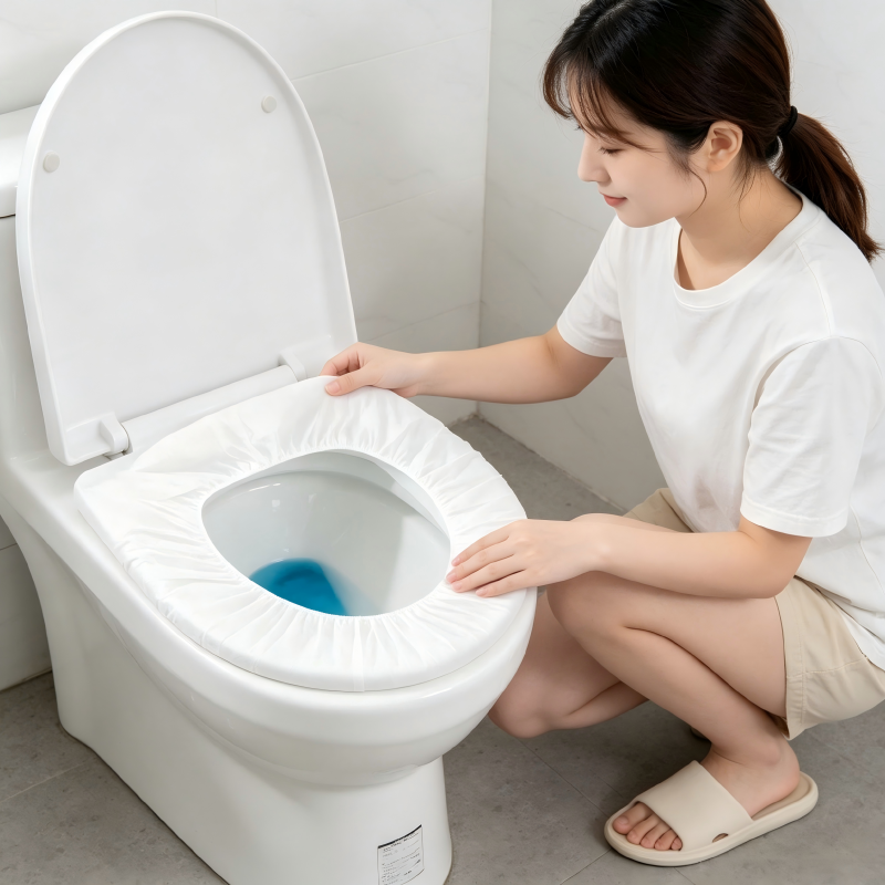 Junda disposable non-woven fabric toilet seat cushion, independently packaged portable toilet seat cushion for home, outdoor and travel details Picture