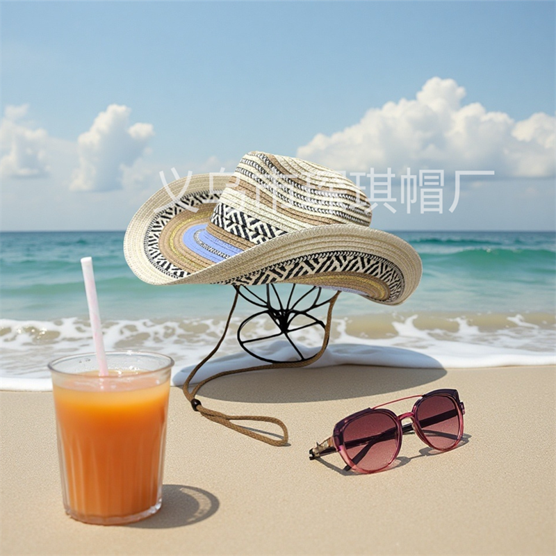 Men's and women's spring and summer straw hats, colorful woven denim straw hats, jazz hats, beach hats, sun protection and shade hats, seaside vacation, outdoor travel, outdoor leisure sports Application Scenario