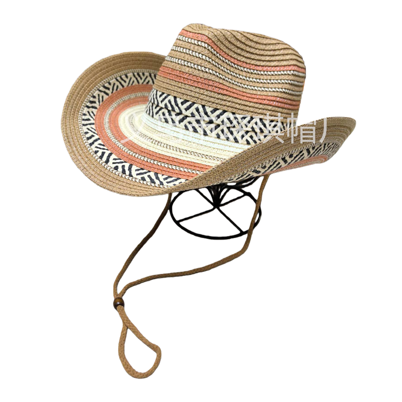 Men's and women's spring and summer straw hats, colorful woven denim straw hats, jazz hats, beach hats, sun protection and shade hats, seaside vacation, outdoor travel, outdoor leisure sports Item Picture