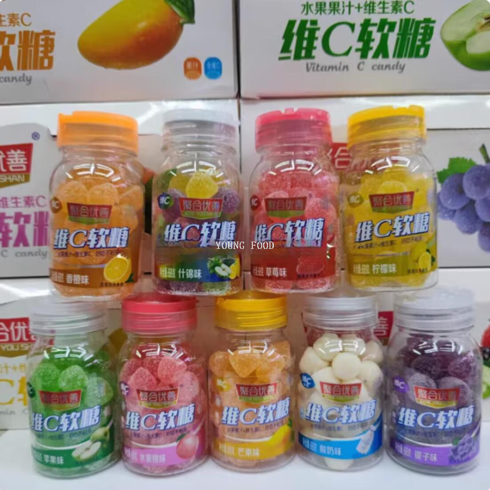 包邮！聚合优善果汁维C软糖68g 水果味 富含维C营养 果香清甜软糯
