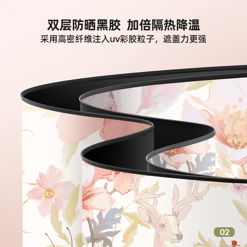 Hengdun Chinese style flower double-layer sun protection black rubber umbrella, wooden handle UV protection sunshade umbrella, high-density UV color rubber printed sun protection umbrella, heat insulation and cooling portable folding gift umbrella are available for wholesale and customization details Picture