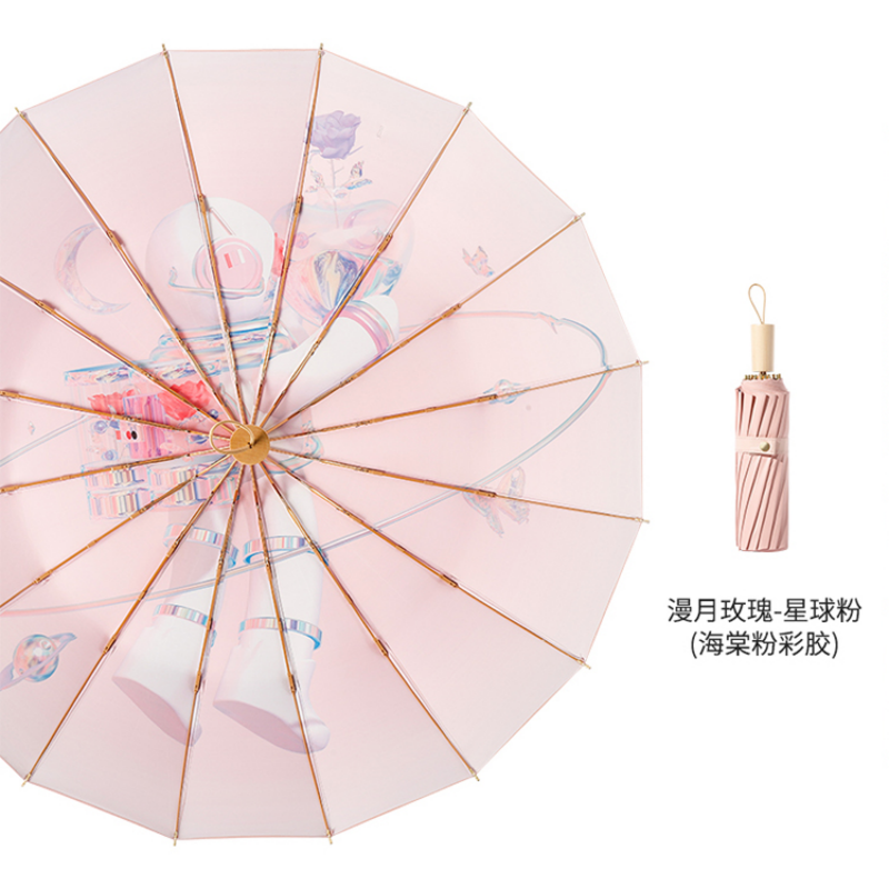 The Hengdun Yellow Sorghum Dream series of Chinese-style umbrellas, 16-bone reinforced wind-resistant and weather-resistant dual-purpose umbrella, new Chinese-style osmanthus sunshade umbrella, new Chinese-style alloy wind-resistant folding umbrella, and UV-resistant black rubber umbrella are available for customization and wholesale pic 11