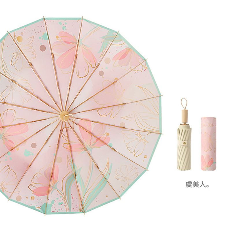 The Hengdun Yellow Sorghum Dream series of Chinese-style umbrellas, 16-bone reinforced wind-resistant and weather-resistant dual-purpose umbrella, new Chinese-style osmanthus sunshade umbrella, new Chinese-style alloy wind-resistant folding umbrella, and UV-resistant black rubber umbrella are available for customization and wholesale pic 15