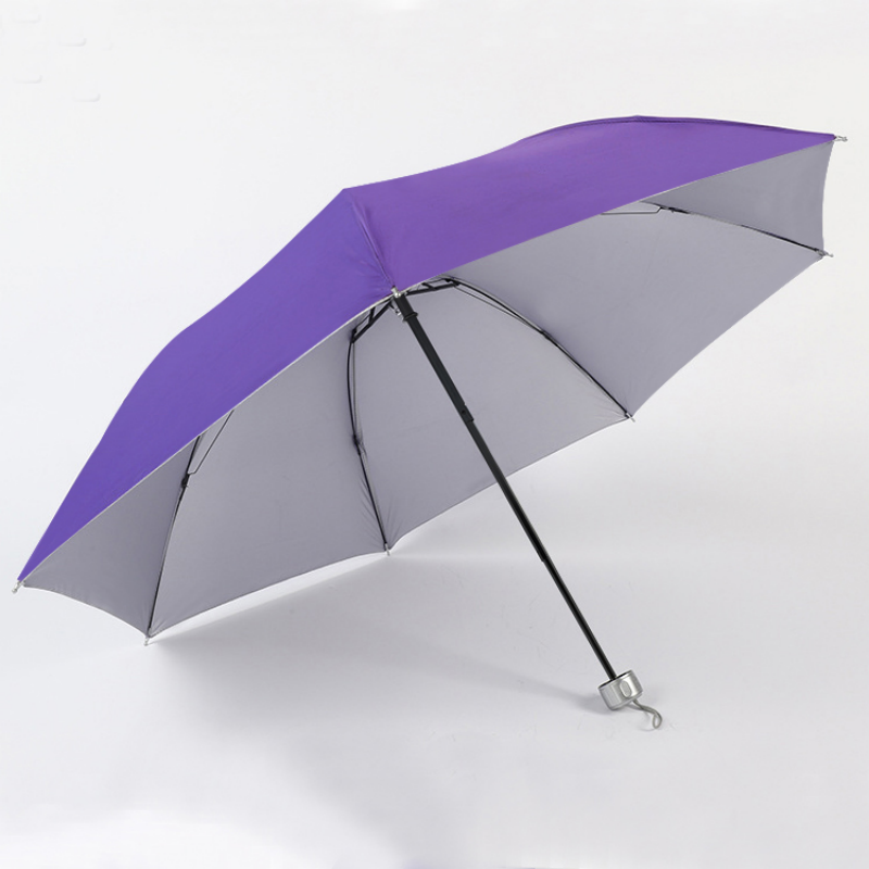 Hengdun Factory has in stock simple solid-color manual folding umbrellas, 7-bone thickened silver gel coated sun protection umbrellas, street stall and supermarket supplies, all-weather and all-weather umbrellas, advertising gift umbrellas, and customizable logos Item Picture