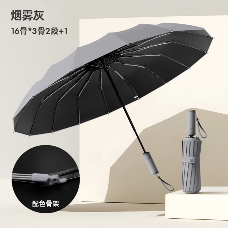 Hengdun 16-bone fully automatic umbrella, black rubber sun protection and cooling umbrella, UPF50+ reinforced wind-resistant folding umbrella, all-weather portable umbrella for both men and women, factory in stock, available for wholesale and custom LOGO pic 9