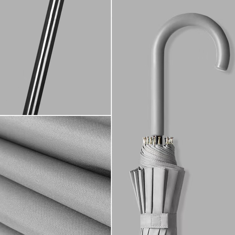 Hengdun Morandi color curved hook straight Pole Umbrella, 16-bone strong and tough umbrella bone straight pole umbrella with waterproof cover, business commuting umbrella, water-resistant and drip-free umbrella, business gift umbrella, factory stock wholesale available, customization available pic 2