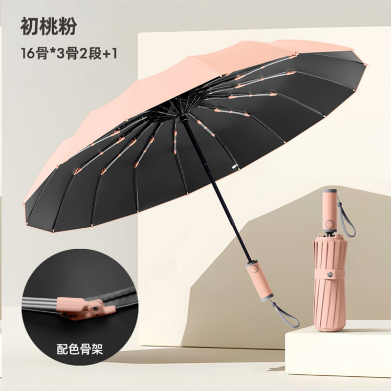 Hengdun 16-bone fully automatic umbrella, black rubber sun protection and cooling umbrella, UPF50+ reinforced wind-resistant folding umbrella, all-weather portable umbrella for both men and women, factory in stock, available for wholesale and custom LOGO pic 7