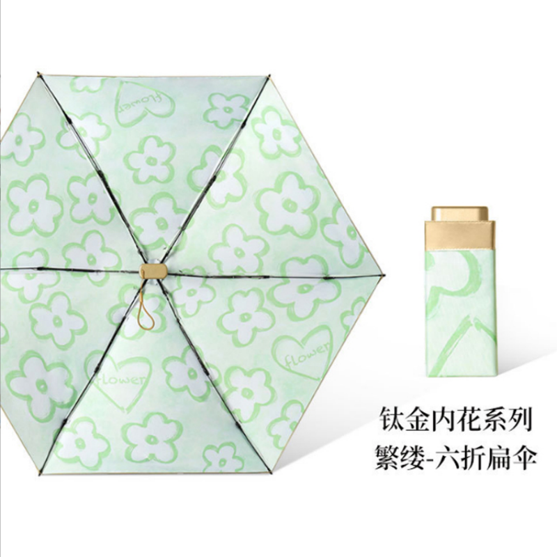 Hengdun oil painting style six-fold umbrella, ultra-light portable palm umbrella, black rubber UV protection, UV sunshade umbrella, small folding umbrella for both weather and rain, gold rubber pocket umbrella, factory stock available, wholesale available, custom LOGO pic 16