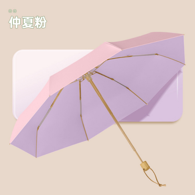 恒盾马卡龙色系五折彩胶伞 木柄高颜值口袋伞 晴雨两用防晒伞 防紫外线晴雨两用伞 超轻迷你便携遮阳伞 工厂现货批发可定制详情7