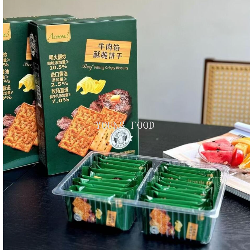 包邮！ Anemon3爱你们牛肉馅酥脆饼干308g 咸香牛肉馅，层层酥脆