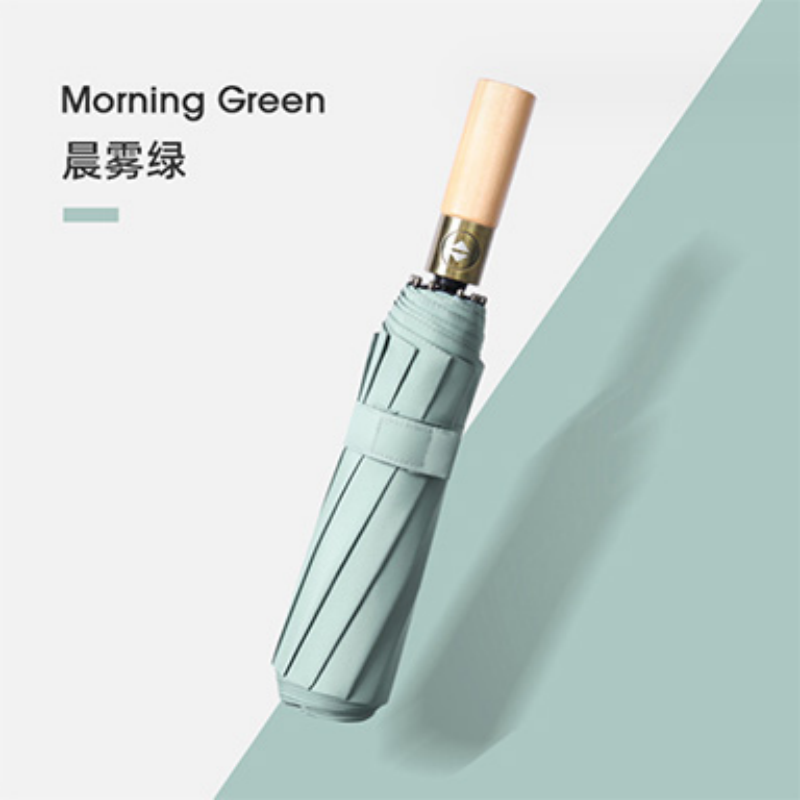Hengdun Business style folding fully automatic umbrella, matte black, high-end texture, solid wood handle, 10-bone fiberglass umbrella frame, rain and wind protection, portable commuting sun protection umbrella. Factory stock available, wholesale and customization supported Item Picture