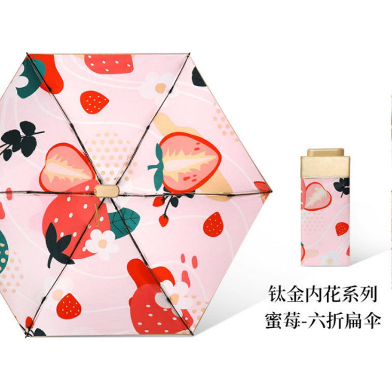 Hengdun oil painting style six-fold umbrella, ultra-light portable palm umbrella, black rubber UV protection, UV sunshade umbrella, small folding umbrella for both weather and rain, gold rubber pocket umbrella, factory stock available, wholesale available, custom LOGO pic 13