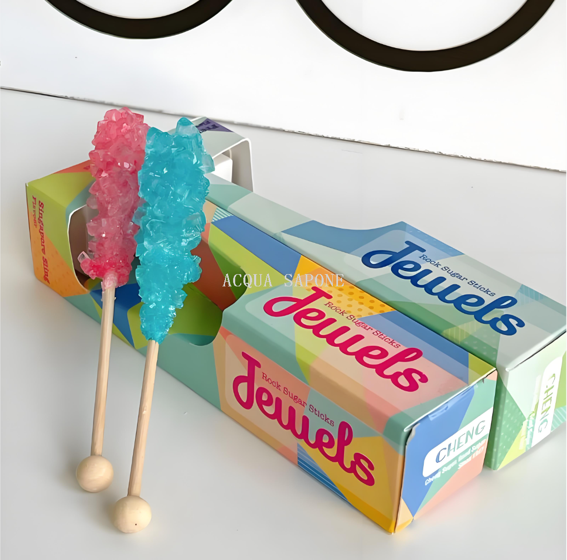 Free shipping! Singapore imported Jewels Jewels rock Sugar Sticks 14g*2 lollipops Amber Crystal Candy Item Picture