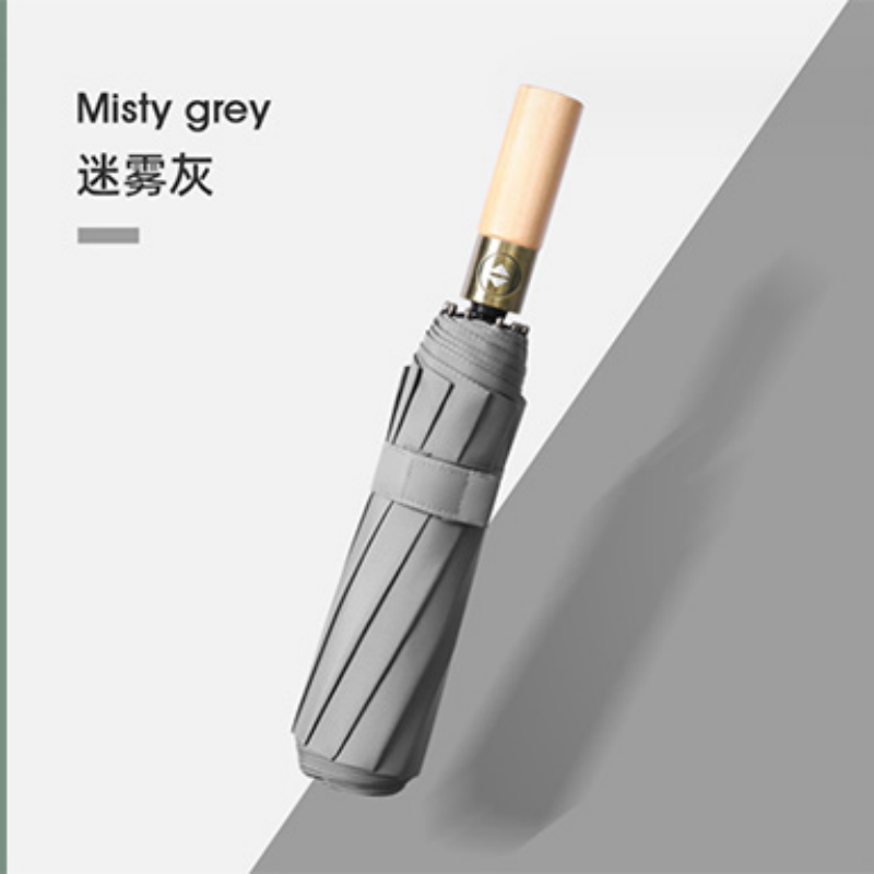 Hengdun Business style folding fully automatic umbrella, matte black, high-end texture, solid wood handle, 10-bone fiberglass umbrella frame, rain and wind protection, portable commuting sun protection umbrella. Factory stock available, wholesale and customization supported Application Scenario