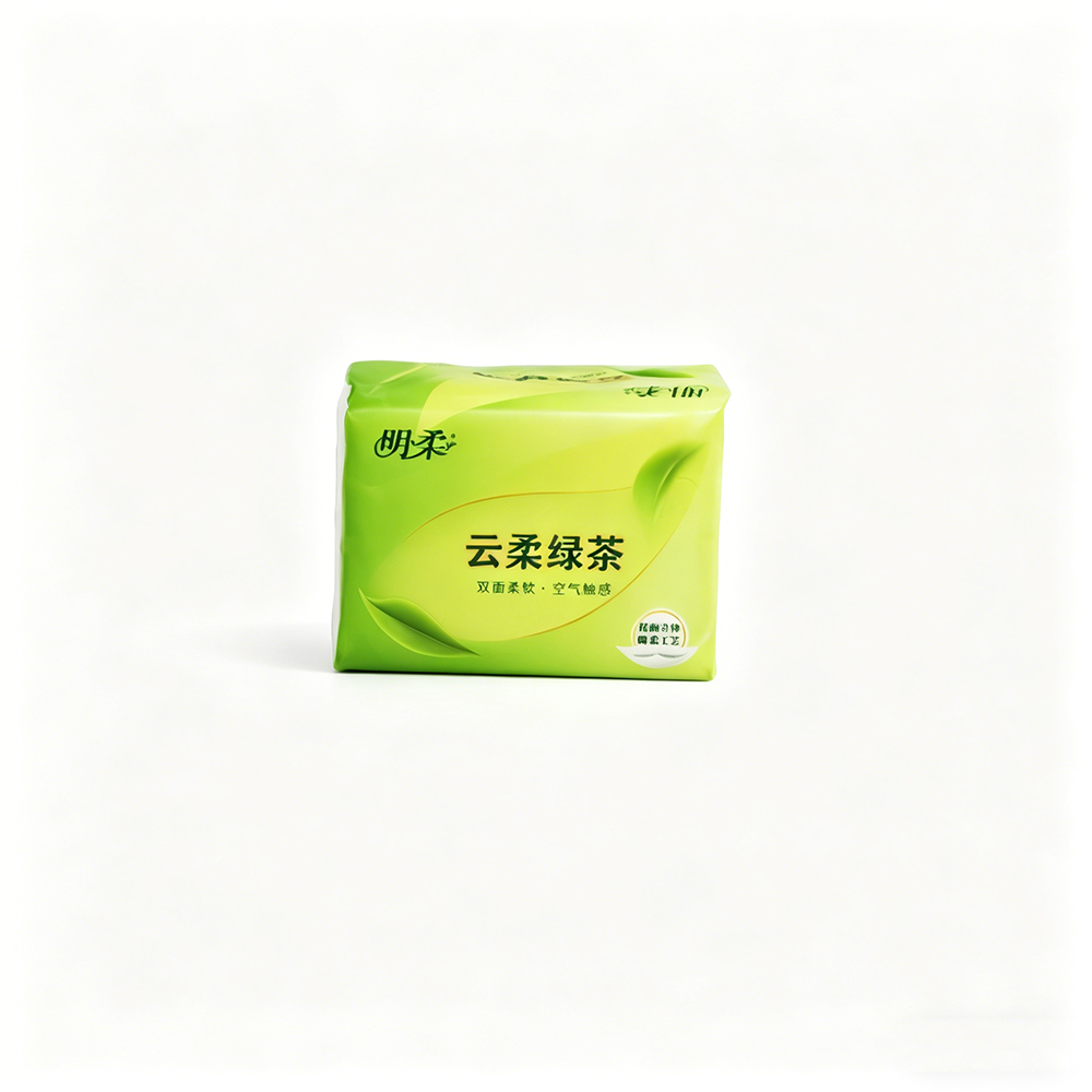 QF Tissue Paper, Mingrou Yunrou Green Tea Portable Printed Tissue Paper, four-layer thickened virgin wood pulp Tissue paper, napkins, factory direct sales Item Picture