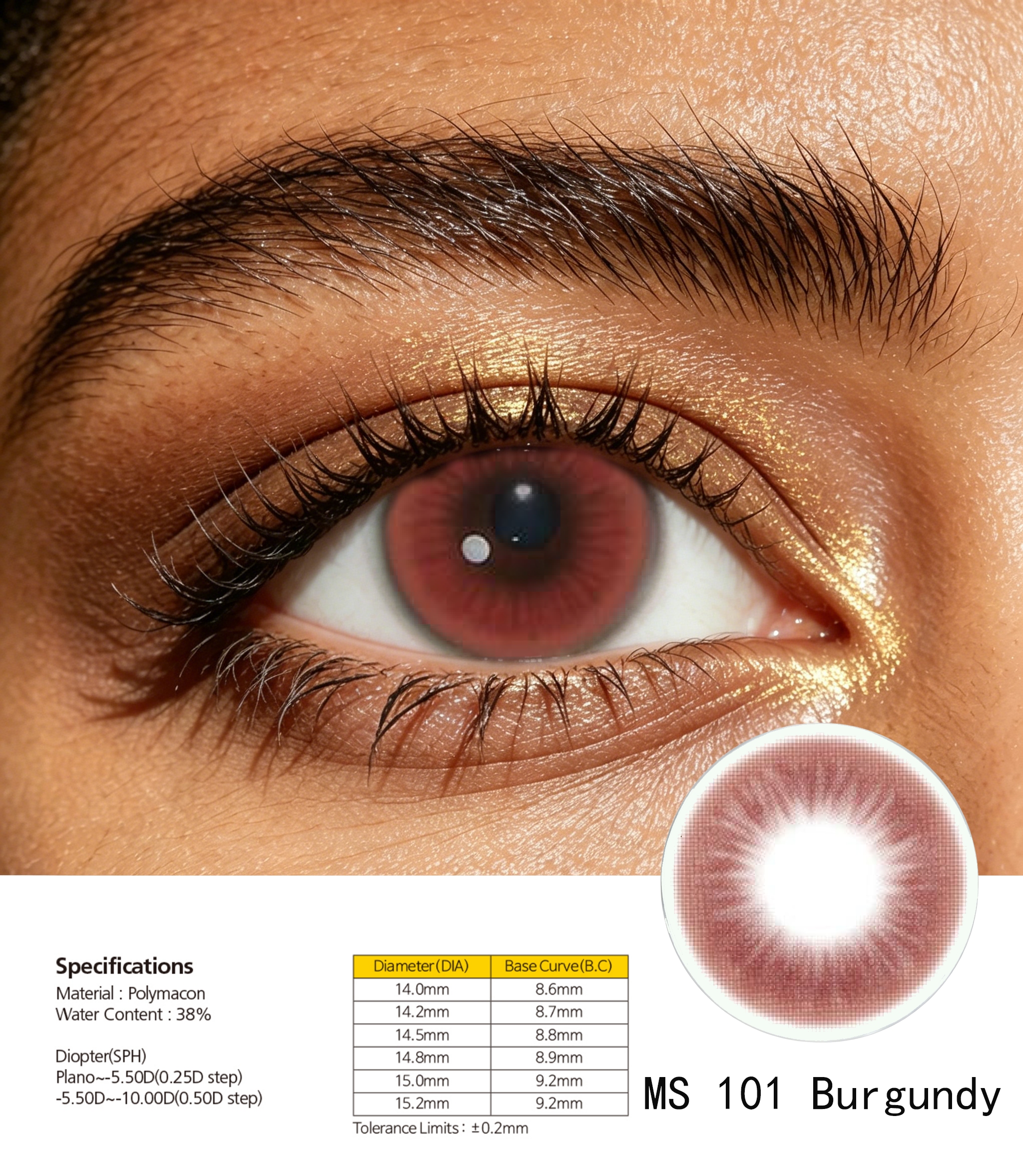 Color contact lenses, eye care, 12-piece corneal color contact lenses, gentle, comfortable, moisturizing and eye-protecting Specification image