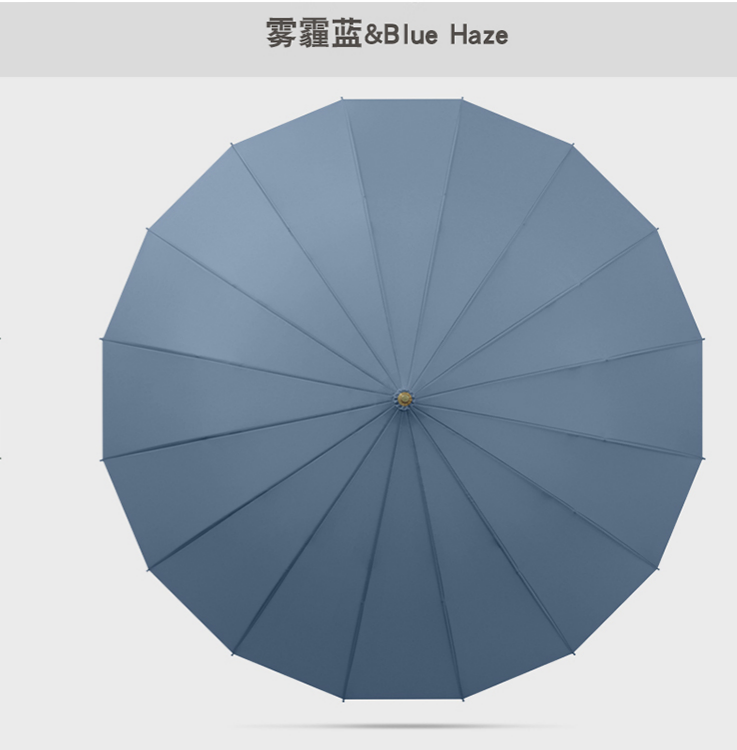 Hengdun solid-color macaron long-handled umbrella, simple style, 16-bone reinforced wind-resistant straight pole umbrella, multiple colors available, ring-buckle handle, all-weather and all-weather umbrella, simple business gift umbrella, custom factory, wholesale in stock pic 11