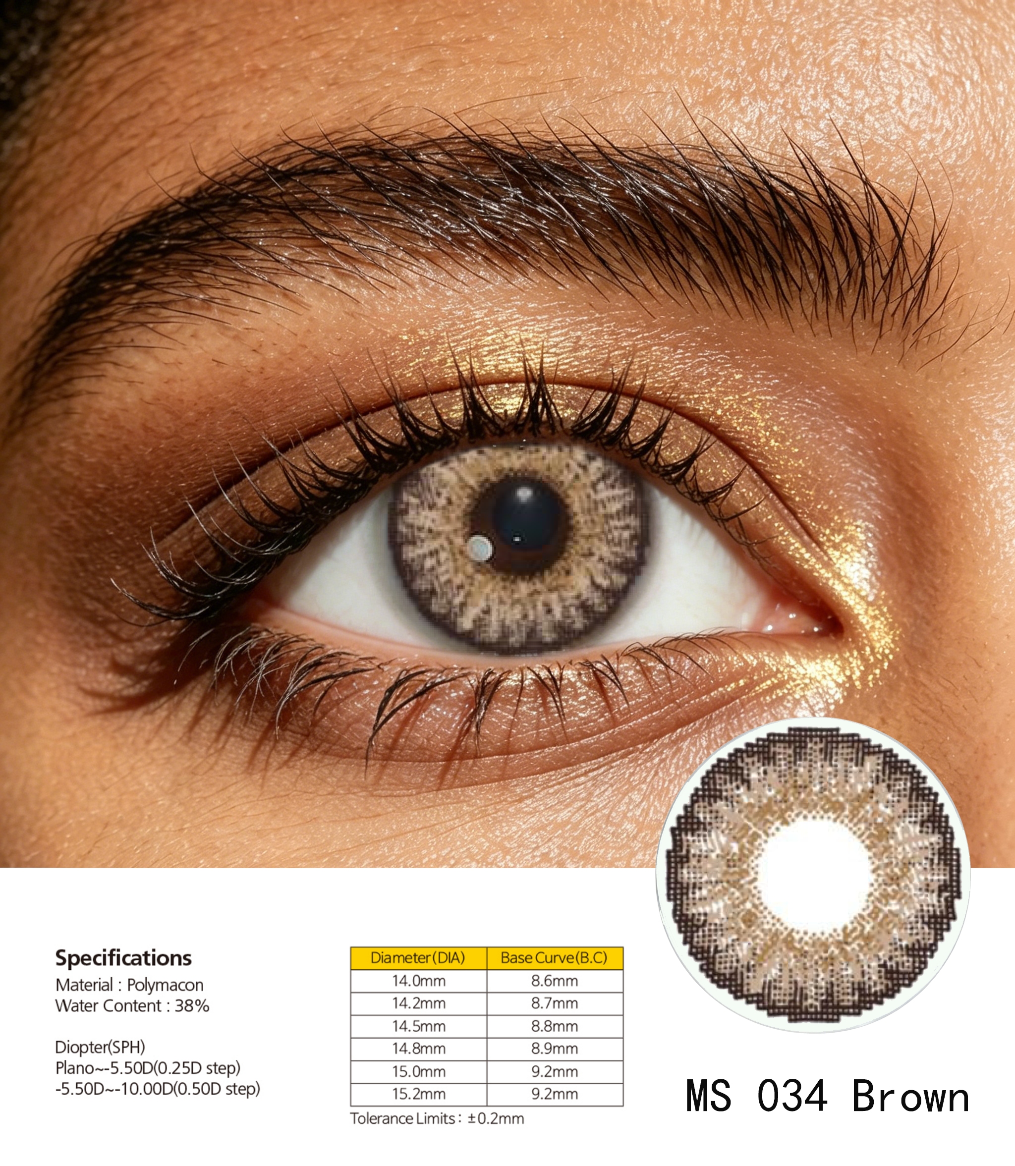 Beauty contact lenses care for the eyes, providing a comfortable, natural and hydrating eye makeup Specification image