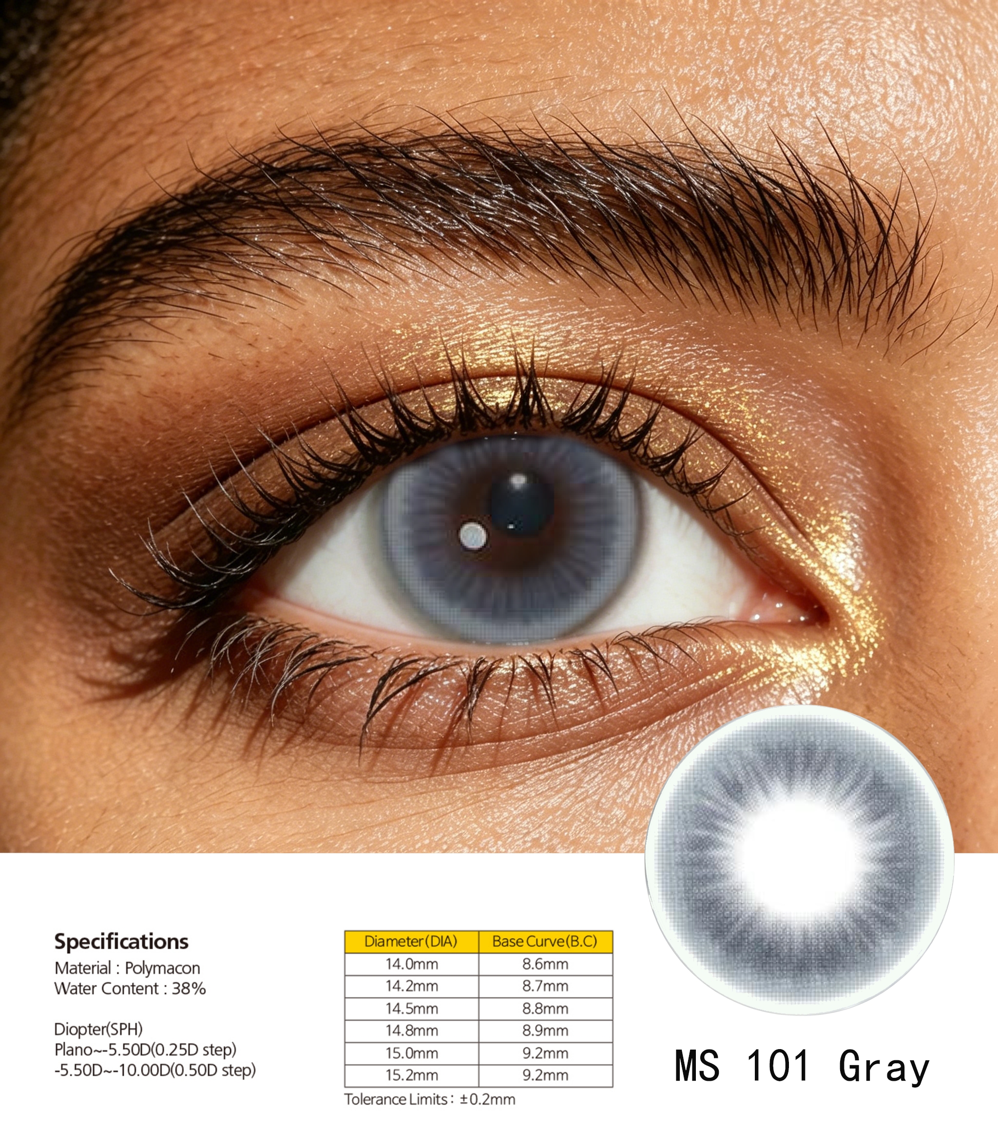 Color contact lenses, eye care, 12-piece corneal color contact lenses, gentle, comfortable, moisturizing and eye-protecting details Picture