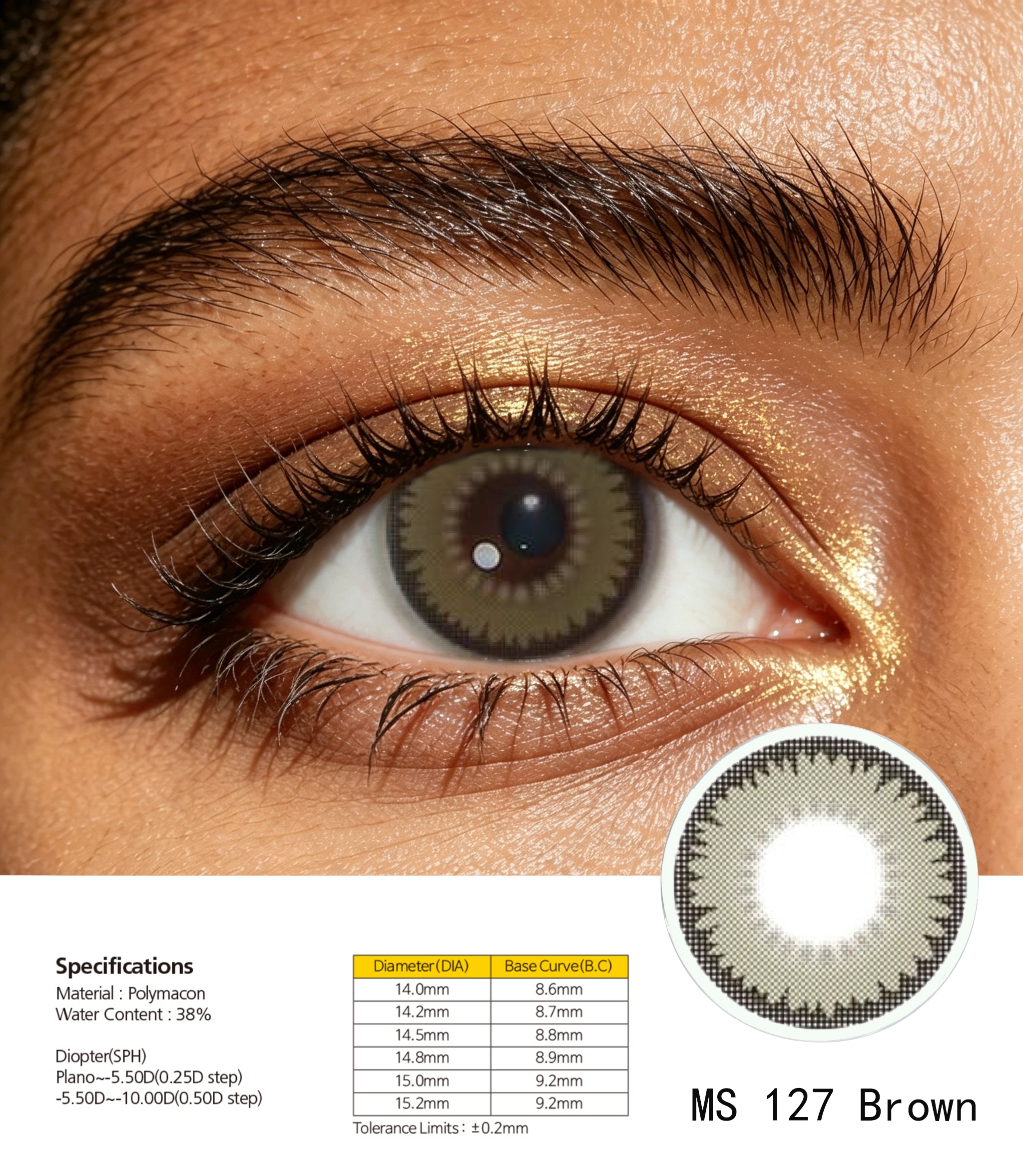 Colored contact lenses, colored contact lenses, eye care, contact lenses, colored contact lenses, corneal moisture and comfort Specification image