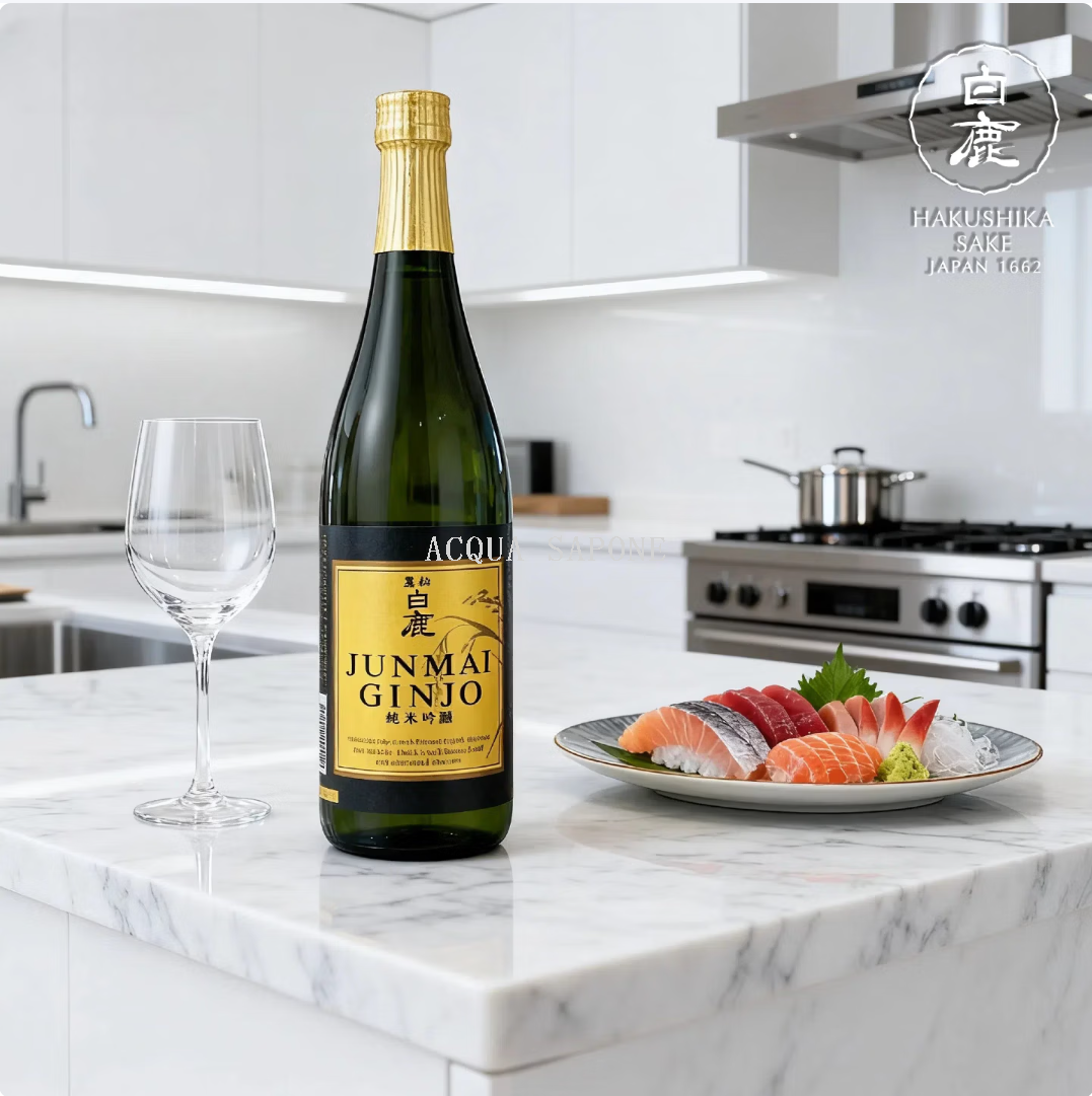 Free shipping! Japanese imported Black Pine White Deer Junmai Ginjo Sake 720ml, slightly dry, 60% polished rice ratio details Picture