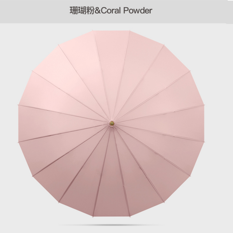 Hengdun solid-color macaron long-handled umbrella, simple style, 16-bone reinforced wind-resistant straight pole umbrella, multiple colors available, ring-buckle handle, all-weather and all-weather umbrella, simple business gift umbrella, custom factory, wholesale in stock pic 5